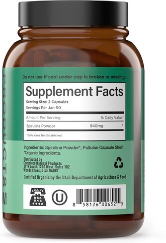 Pure Hawaiian Blue Green Spirulina Powder Capsules - 470mg Capsules 100 Pills, Non GMO, Natural in Saudi Arabia