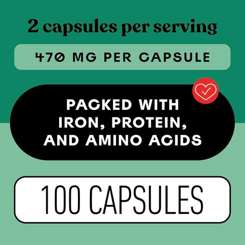 Pure Hawaiian Blue Green Spirulina Powder Capsules - 470mg Capsules 100 Pills, Non GMO, Natural in Saudi Arabia