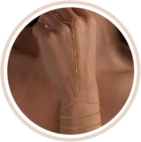 18K Gold Plated Cross Link Bracelets for Women | Tiny Cute Cross Bracelet | Beaded Bracelet | Hip Hop Knot | Hand Chain Bracelets | Gold Jewelry Gifts for Women in Kuwait