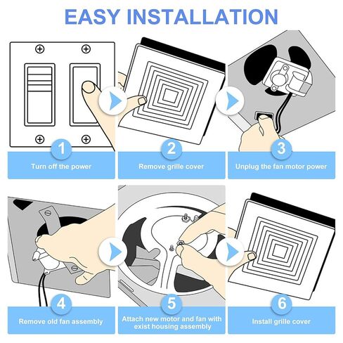 Bathroom Vent Exhaust Fan Motor Replacement Electric Motors Kit, Compatible for Nutone Broan Uppco Quiet Exhaust Vent Fan Motor 50CFM 3000RPM 120V, 1.5 Sones SM550 with Blower Wheel in Kuwait