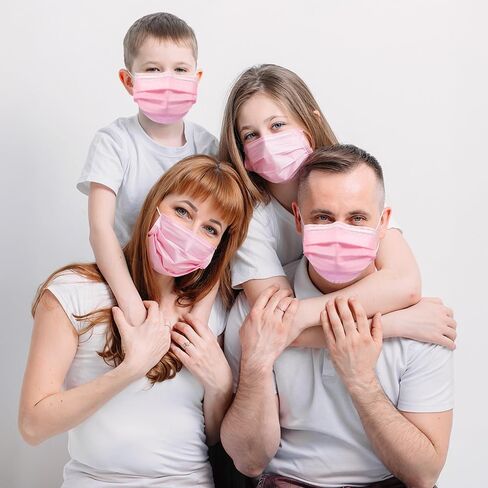 100 Pack Disposable Face Masks, 3 Ply Filter Protection Disposable Face Masks Pink in Saudi Arabia