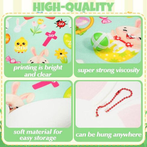 لعبة رمي أرنب عيد الفصح - لوح رمي السهام على شكل أرنب مع 10 كرات، ألعاب حفلات عيد الفصح الملونة للأطفال والعائلة، لعبة الكرنفال الداخلية والخارجية وديكورات العطلات (28.3 بوصة × 17.7 بوصة) in Kuwait