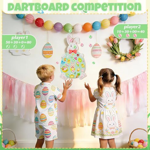 لعبة رمي أرنب عيد الفصح - لوح رمي السهام على شكل أرنب مع 10 كرات، ألعاب حفلات عيد الفصح الملونة للأطفال والعائلة، لعبة الكرنفال الداخلية والخارجية وديكورات العطلات (28.3 بوصة × 17.7 بوصة) in Kuwait