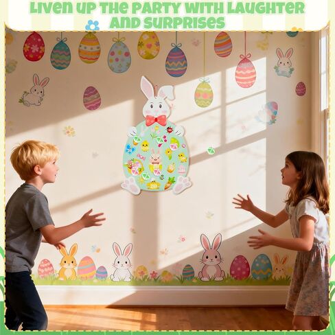 لعبة رمي أرنب عيد الفصح - لوح رمي السهام على شكل أرنب مع 10 كرات، ألعاب حفلات عيد الفصح الملونة للأطفال والعائلة، لعبة الكرنفال الداخلية والخارجية وديكورات العطلات (28.3 بوصة × 17.7 بوصة) in Kuwait