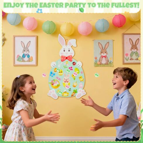 لعبة رمي أرنب عيد الفصح - لوح رمي السهام على شكل أرنب مع 10 كرات، ألعاب حفلات عيد الفصح الملونة للأطفال والعائلة، لعبة الكرنفال الداخلية والخارجية وديكورات العطلات (28.3 بوصة × 17.7 بوصة) in Kuwait