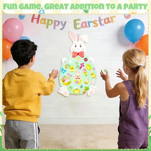 لعبة رمي أرنب عيد الفصح - لوح رمي السهام على شكل أرنب مع 10 كرات، ألعاب حفلات عيد الفصح الملونة للأطفال والعائلة، لعبة الكرنفال الداخلية والخارجية وديكورات العطلات (28.3 بوصة × 17.7 بوصة) in Kuwait