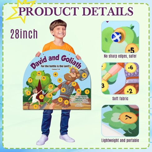 Soulchen David and Goliath Dart Board Game with 12 Pcs David Dart Board Sticky Balls Christian Home Decoration for Religious Sunday School Activities Vbs Church Bible Study Supplies in Saudi Arabia