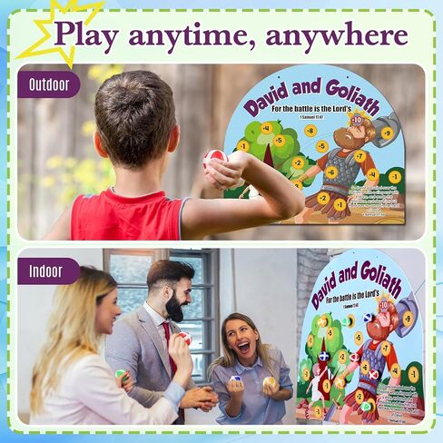 Soulchen David and Goliath Dart Board Game with 12 Pcs David Dart Board Sticky Balls Christian Home Decoration for Religious Sunday School Activities Vbs Church Bible Study Supplies in Saudi Arabia