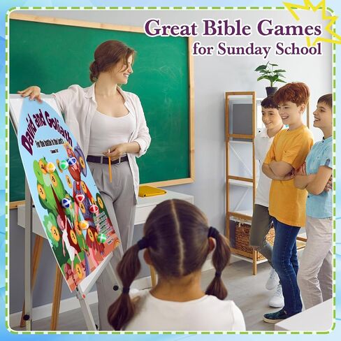 Soulchen David and Goliath Dart Board Game with 12 Pcs David Dart Board Sticky Balls Christian Home Decoration for Religious Sunday School Activities Vbs Church Bible Study Supplies in Saudi Arabia