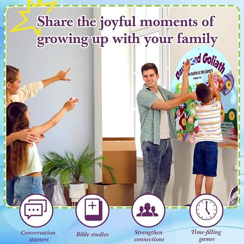 Soulchen David and Goliath Dart Board Game with 12 Pcs David Dart Board Sticky Balls Christian Home Decoration for Religious Sunday School Activities Vbs Church Bible Study Supplies in Saudi Arabia