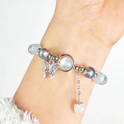 Gray Cat Eye Stone Butterfly Bracelet - Premium Crystal Design for Women Men & Family Friends Gift in Saudi Arabia