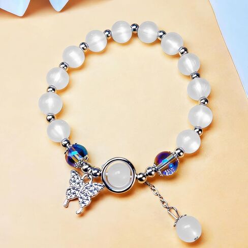 Gray Cat Eye Stone Butterfly Bracelet - Premium Crystal Design for Women Men & Family Friends Gift in Saudi Arabia
