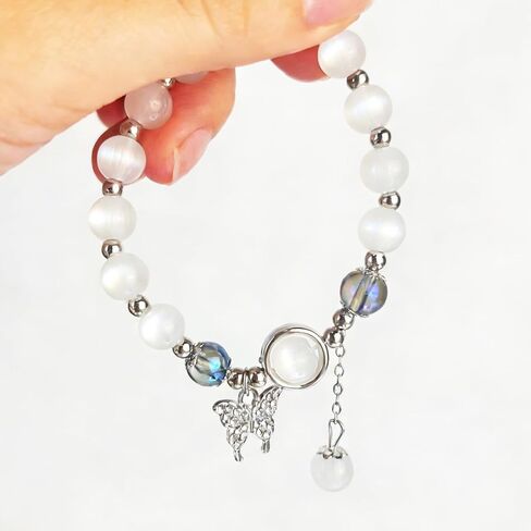 Gray Cat Eye Stone Butterfly Bracelet - Premium Crystal Design for Women Men & Family Friends Gift in Saudi Arabia