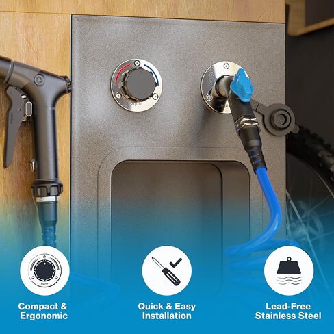 aquor صمام خلط المرافق، صمام خلط ثرموستاتي مدمج G1/2 بوصة مع التحكم في درجة الحرارة الساخنة / الباردة، إقران صنبور للقوارب، البحرية، ودش خارجي RV، الفولاذ المقاوم للصدأ in Kuwait