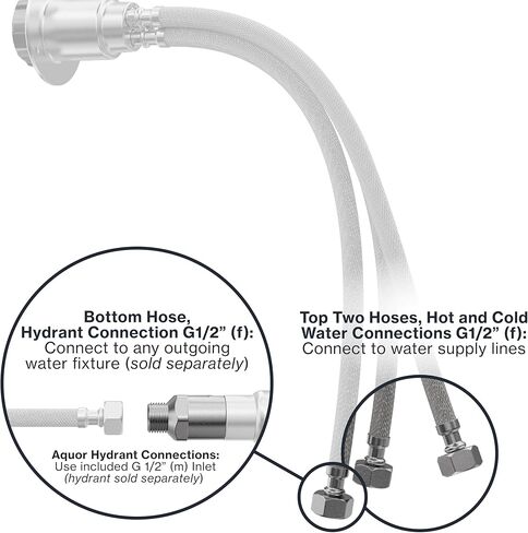 aquor صمام خلط المرافق، صمام خلط ثرموستاتي مدمج G1/2 بوصة مع التحكم في درجة الحرارة الساخنة / الباردة، إقران صنبور للقوارب، البحرية، ودش خارجي RV، الفولاذ المقاوم للصدأ in Kuwait