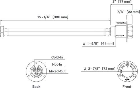 aquor صمام خلط المرافق، صمام خلط ثرموستاتي مدمج G1/2 بوصة مع التحكم في درجة الحرارة الساخنة / الباردة، إقران صنبور للقوارب، البحرية، ودش خارجي RV، الفولاذ المقاوم للصدأ in Kuwait