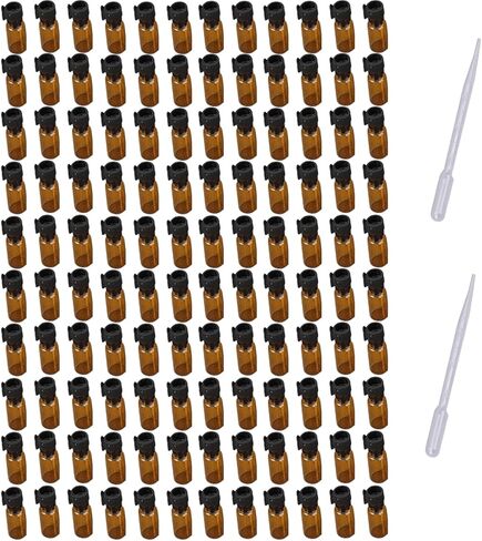 120 Pcs 0.5ml Amber Glass Vials With Lids Mini Perfume Sample Bottles Fragrance Sample Vial Tube Essential Oil Aromatherapy Vials in Kuwait