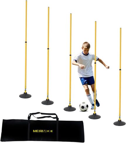 Adjustable Agility Training Poles with Carry Bag - Rebound Tumbler Design, Weighted Rubber Base, Detachable Speed Training Sticks, Slalom Drills, Ball Control Training, Indoor Outdoor in Kuwait