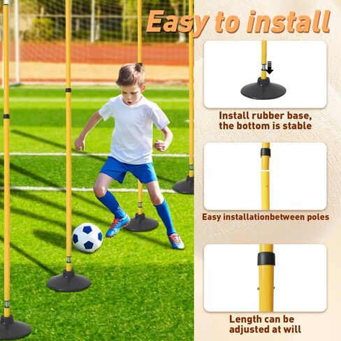 Adjustable Agility Training Poles with Carry Bag - Rebound Tumbler Design, Weighted Rubber Base, Detachable Speed Training Sticks, Slalom Drills, Ball Control Training, Indoor Outdoor in Kuwait