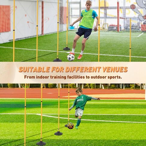 Adjustable Agility Training Poles with Carry Bag - Rebound Tumbler Design, Weighted Rubber Base, Detachable Speed Training Sticks, Slalom Drills, Ball Control Training, Indoor Outdoor in Kuwait