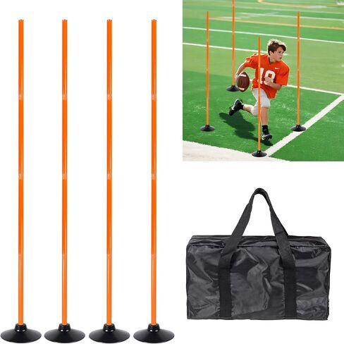 4 Pack Soccer Agility Training Poles, 5 FT Adjustable Speed and Agility Training Equipment for Football/Basketball/Dog Practice, Bending Poles for Horses with Rubber Bases and Carry Bag in Kuwait
