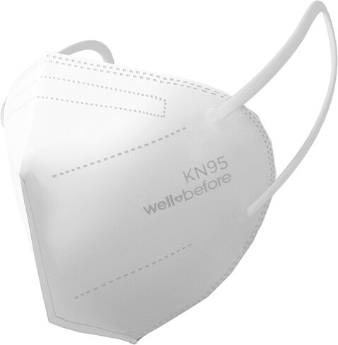 KN95 قناع الوجه يمكن التخلص منه | قناع حماية من 5 طبقات ملفوف بشكل فردي مع حلقة أذن قابلة للتعديل مما يجعله أقنعة وجه مريحة - 10 حزمة. (صغير ، أبيض) in Kuwait