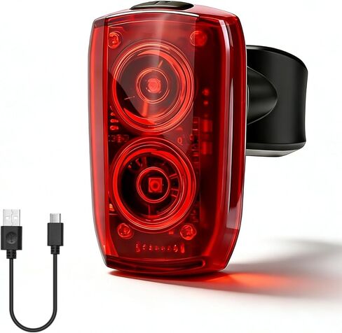 Bike Tail Light with Dual Light Heads, USB Rechargeable Bicycle Rear Light for Night Riding with 5 Modes Ultra Bright Safety Taillight for Road Mountain Commuter Cycling Accessories in Kuwait