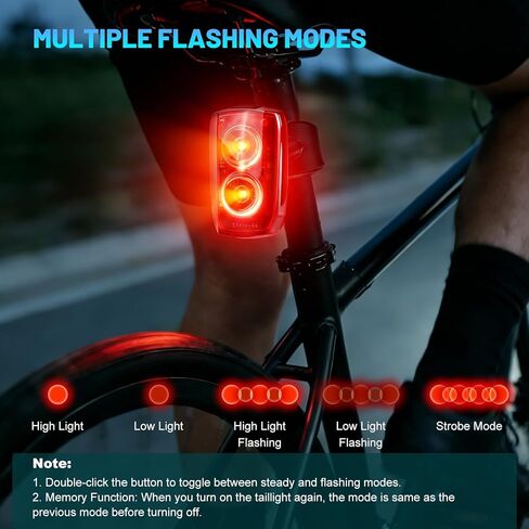 Bike Tail Light with Dual Light Heads, USB Rechargeable Bicycle Rear Light for Night Riding with 5 Modes Ultra Bright Safety Taillight for Road Mountain Commuter Cycling Accessories in Kuwait
