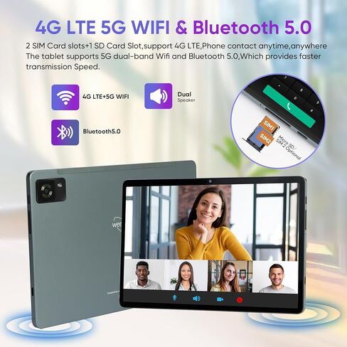 تابلت weelikeit Android 13 مقاس 10 بوصات، تابلت ثماني النواة، ذاكرة الوصول العشوائي 6 جيجا بايت، 128 جيجا بايت ذاكرة الوصول العشوائي، AX WiFi6 Android Tablet PC مع شاشة IPS 10.1 بوصة، كاميرا مزدوجة، BT5.0، 6000 مللي أمبير، أحدث جهاز لوحي - أزرق in Kuwait