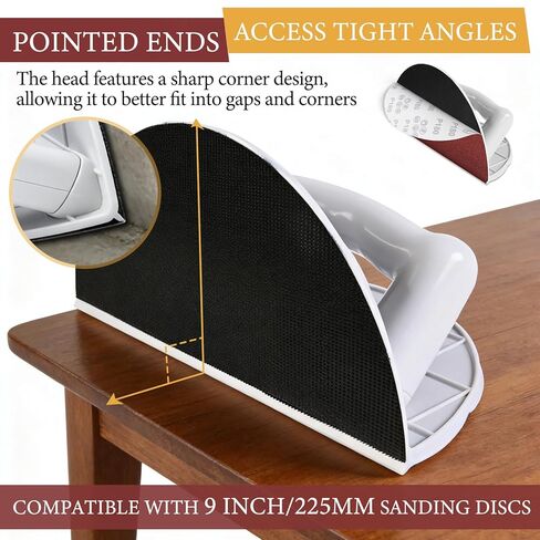 Drywall Corner Sander, Angle Sanding Tool with 12PCS Reusable 9 Inch Hook and Loop Sanding Discs for Wall and Corners Cleaning Polishing (Grit 120/180/240) in Kuwait