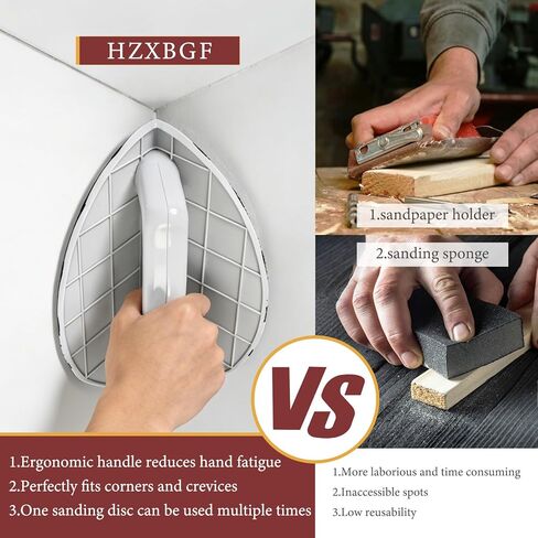 Drywall Corner Sander, Angle Sanding Tool with 12PCS Reusable 9 Inch Hook and Loop Sanding Discs for Wall and Corners Cleaning Polishing (Grit 120/180/240) in Kuwait