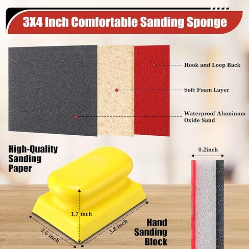 32Pcs Sanding Sponge Kit, 180-3000 Grit Foam Sanding Block with Sand Paper, Reusable Wet/Dry Fine Sandpaper for Wood, Metal, Auto, Jewelry, Musical Instruments, DIYers in Kuwait