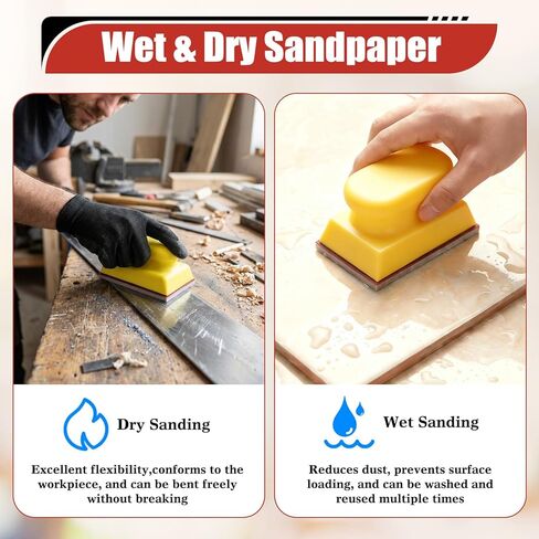 32Pcs Sanding Sponge Kit, 180-3000 Grit Foam Sanding Block with Sand Paper, Reusable Wet/Dry Fine Sandpaper for Wood, Metal, Auto, Jewelry, Musical Instruments, DIYers in Kuwait