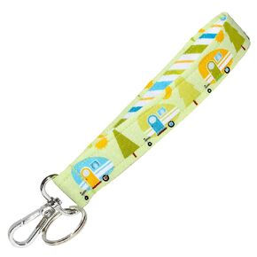 Camping Key Fob Strap - Camper Keychain - Green Teardrop Trailers - RV Accessories - 1 x 6 Inch Loop - Cute Purse or Wallet Strap - Handmade by Green Acorn Kitchen - Camping Gift