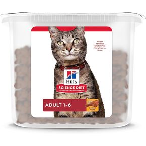 Hill's Science Diet للبالغين 1-6، تغذية ممتازة للبالغين 1-6، طعام جاف للقطط، وصفة الدجاج، حوض بسعة 20 رطل in Kuwait