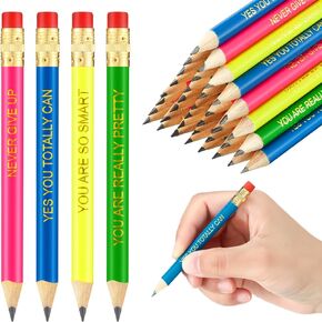 Tinlade 72 Pcs Inspirational Golf Pencils with Erasers for Kids Bulk 4 Colors Quotes Presharpened Neon Mini Pencils Motivational Pencils Half Pencils for Students Gifts School Office Supplies