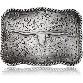 BBOTEN Western Cowboy Longhorn Belt Buckle for Men Women, Rodeo Long Horn Belt Buckle, Texas Antique Belt Buckles