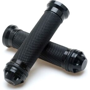 Motorcycle 7/8" Hand Grips - Universal Gel Rubber CNC Billet Aluminum Handlebar Grip with Bar End for 7/8" Handle bar ATV Motorcycle