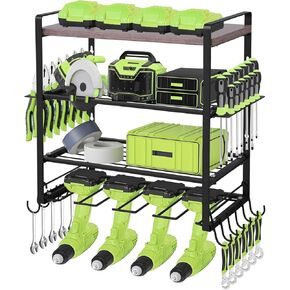 Power Tool Organizer Drill Holder Wall Mount, 3 Layers Garage Tool Organizers for Workshop, Heavy Duty Metal Tool Storage Organization with 16 hooks Screwdriver Holder Plier Holder in Kuwait