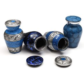 مجموعة جرة للرماد البشري مكونة من 4 قطع صغيرة - جرة جميلة ومتواضعة لأحبائك. هذه الجرة الجميلة ستمنحك الراحة في كل مرة تراها بمقاس 2.8 × 1.7 بوصة - مجموعة زرقاء in Kuwait