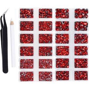8000 Pieces 5 and 6 Sizes Hotfix Iron Flatback Glasses Rhinestones Crystal for DIY Project with Tweezers and Picking Pen for Bags, Shoes, Clothes and Manicure(12+2 Colors, 5+6 Sizes)