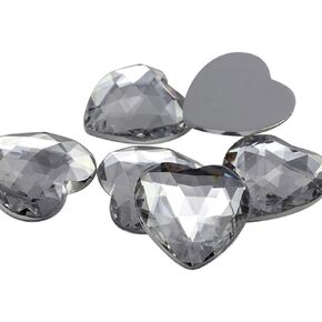 Allstarco 25mm Ruby H103 Flat Back Heart Acrylic Rhinestones 1 Inch Costume Plastic Gems Cosplay Jewels for Valentine's Party - 18 Pieces