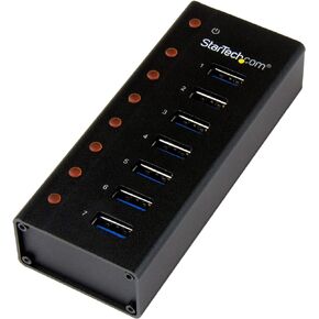 StarTech.com 7 Port USB 3.0 Hub (5 Gbps) - Metal Enclosure - Desktop or Wall Mountable - Rugged & industrial Powered USB Expander and Splitter Hub (ST7300U3M)