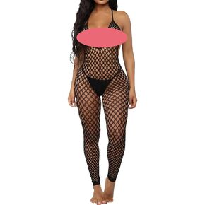 Sexy Bodystocking Lingerie Black Plus Size Fishnet Bodysuit Babydoll Fishnet Dress Chemise Mesh Tights