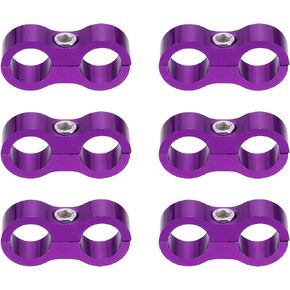 X AUTOHAUX 6 Pcs AN6 Vehicle Hose Separator Clamp Fuel Line Connector for Oil Fuel Hose Purple