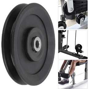 4.5" Pulley System Gym Workout Pulley Wheel Nylon Bearing Pulley Wheel 115mm Black Wheel Cable Gym Fitness Aluminium Pulley