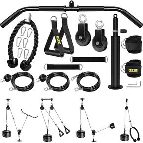 Weight Cable Pulley System Gym, Upgraded Fitness LAT and Lift Pulley System Attachments for LAT Pull Down, Biceps Curl Workout, Tricep, Arm and Leg Exercise Home Gym Equipment. (Gravity Pulley Set)