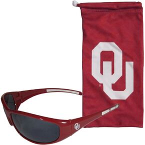 مجموعة نظارات شمسية وحقيبة للبالغين من Siskiyou Sports NCAA Oklahoma Soners، باللون الأحمر