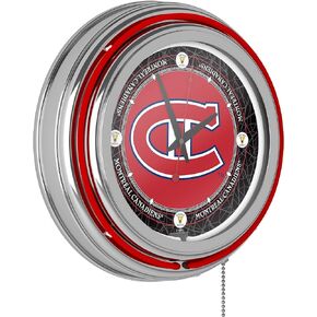 Trademark Global Neon Clock - Retro Montreal Canadiens Throwback Analog Wall Clock with Pull Chain - for Kitchen, Garage, Game Room, or Home Bar
