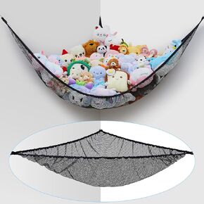 FIOBEE Stuffed Animals Net or Hammock Toy Storage Organizer Toy Hammock Net Bedroom Decor Hanging Storage with Hooks for Girl Kids Playroom Nursery, Stripe Rainbow